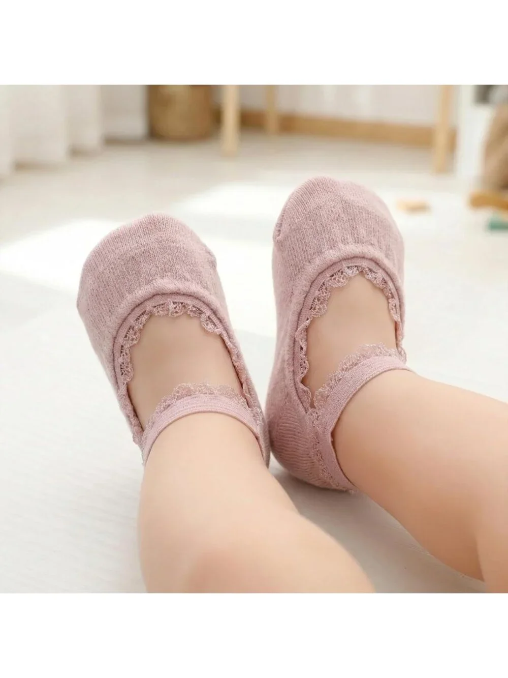 5 Pairs Baby Girl Lace Socks - Non-Skid Toddler Stretch Anti-Slip Princess Dress